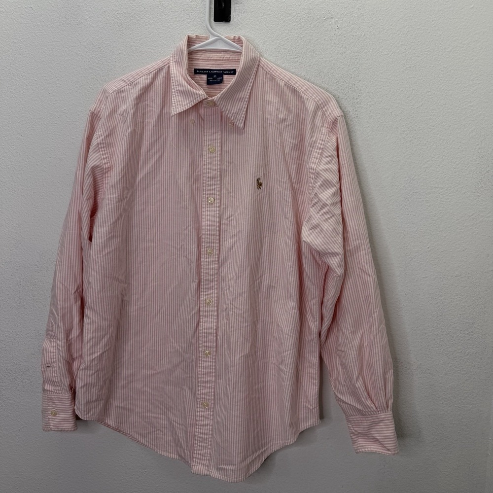 Ralph Lauren Sport Women's Vintage 90s Pink Striped Button Down Shirt Size 12